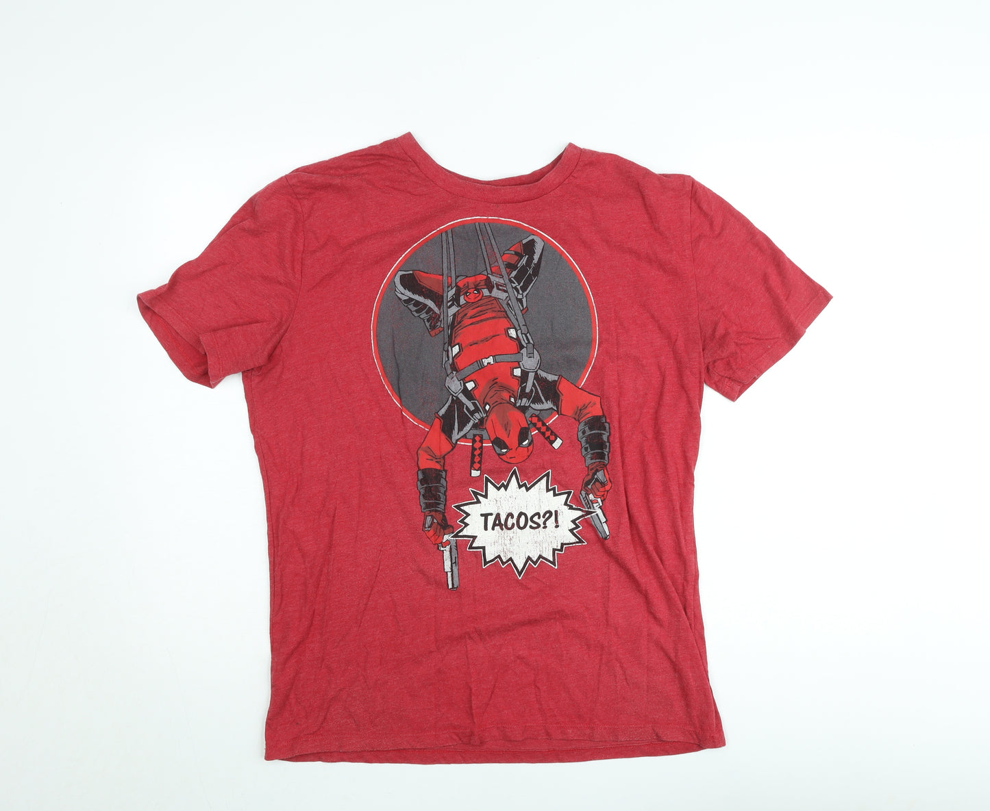 Marvel Men’s Red Deadpool Comic Graphic Short Sleeve T-Shirt Size L