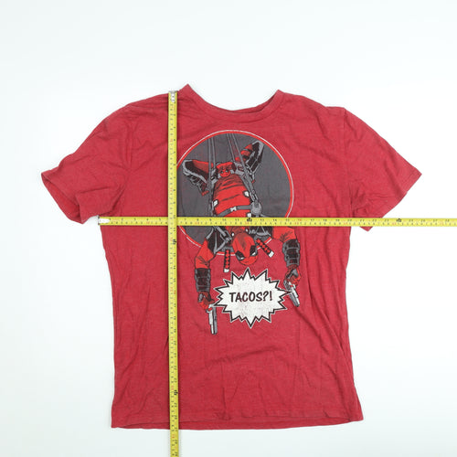 Marvel Men’s Red Deadpool Comic Graphic Short Sleeve T-Shirt Size L