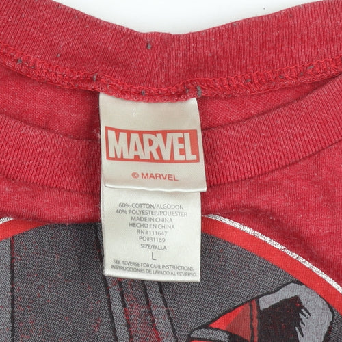 Marvel Men’s Red Deadpool Comic Graphic Short Sleeve T-Shirt Size L