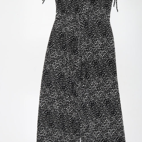 Bershka Women’s Black Animal Print Halter Wide-Leg Jumpsuit Size 8