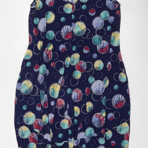 TS Womens Multicoloured Geometric V-Neck Sleeveless Shift Dress Size S