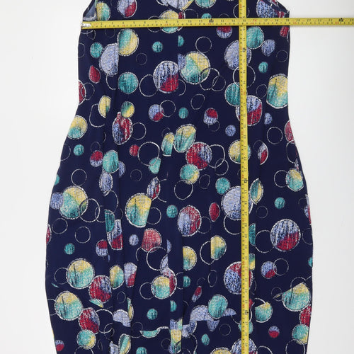 TS Womens Multicoloured Geometric V-Neck Sleeveless Shift Dress Size S