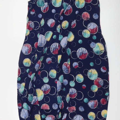 TS Womens Multicoloured Geometric V-Neck Sleeveless Shift Dress Size S