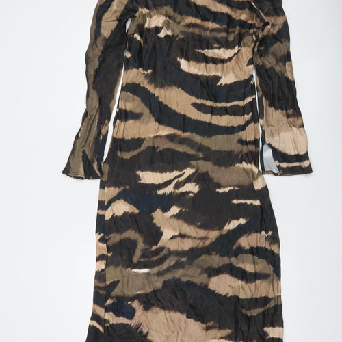 Gallery Women’s Brown Animal Print Midi Bodycon Dress Size 10