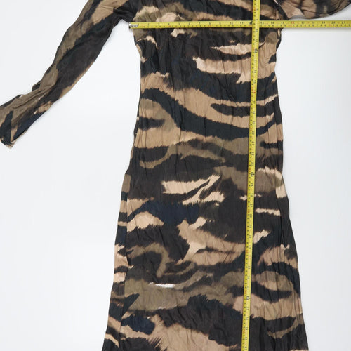 Gallery Women’s Brown Animal Print Midi Bodycon Dress Size 10