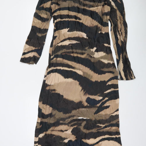 Gallery Women’s Brown Animal Print Midi Bodycon Dress Size 10