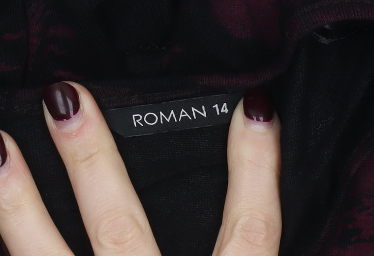 Roman Women’s Red Black Tie Dye Jumpsuit Size 14 3/4 Sleeve Jersey Style