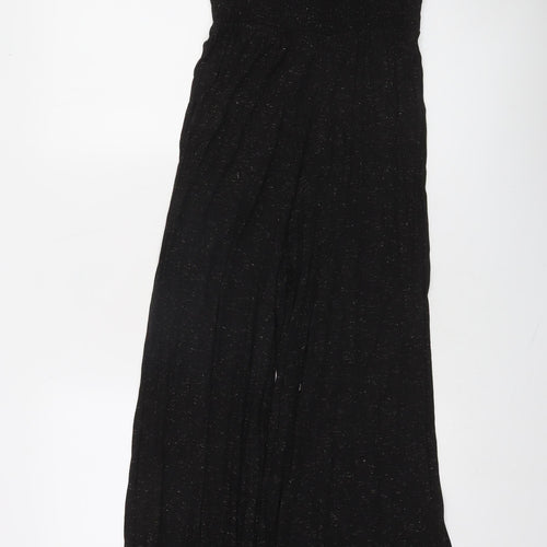 Zara Women's Black One Shoulder Ruffle Wide-Leg Jumpsuit Size 12