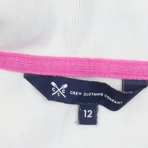Crew Clothing Company Women’s Ivory Pink Striped Cotton V-Neck Jumper Size 12