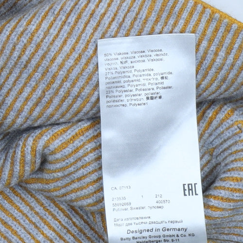 Betty Barclay Women's Yellow Striped Pullover Jumper Size 10