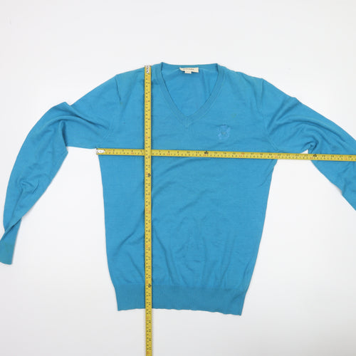 Diesel Men's Blue V-Neck Cotton Pullover Jumper Size S