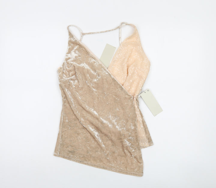 Next Women’s Beige Sequin Velvet Camisole Top Size 12