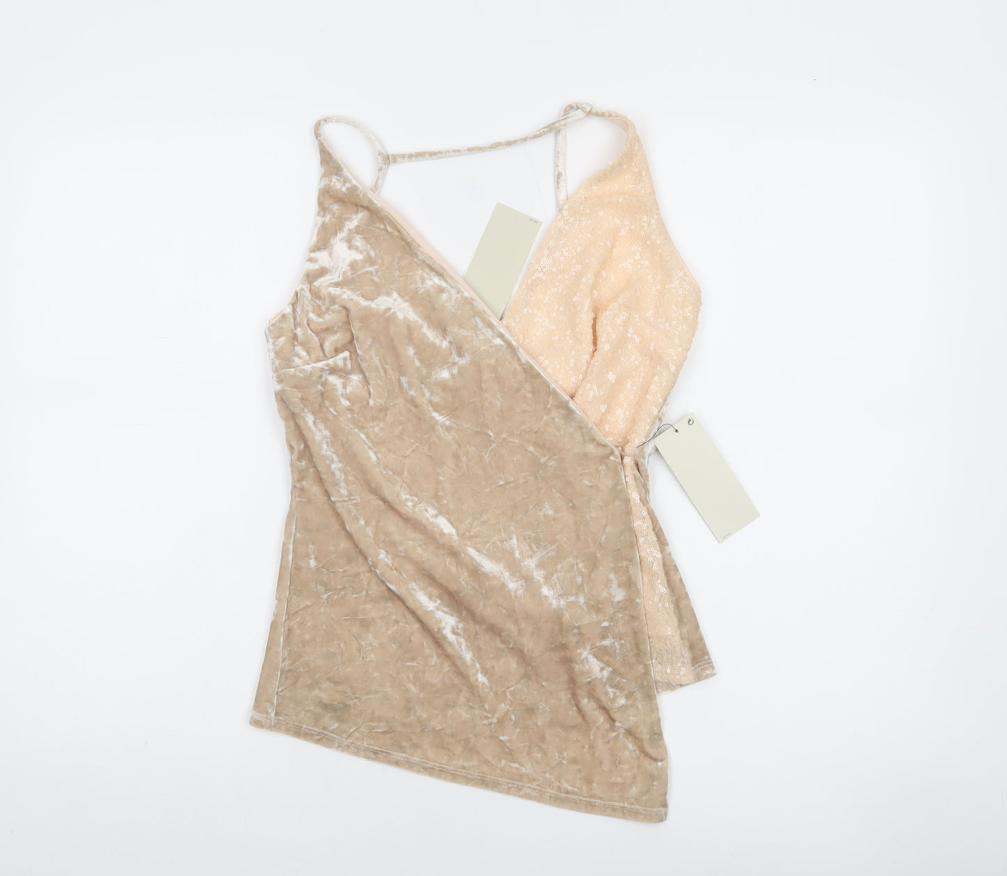 Next Women’s Beige Sequin Velvet Camisole Top Size 12