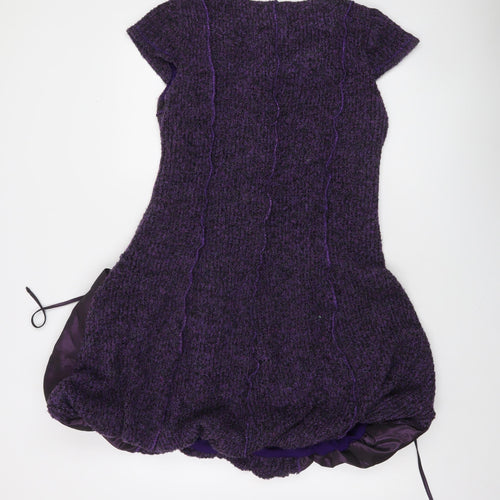 Tarsiani Milano Women’s Purple Wool Blend Short Bubble Hem Dress Size 14