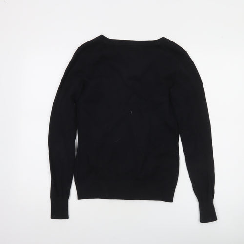 Tommy Hilfiger Women's Black V-Neck Cotton Knit Jumper Size S