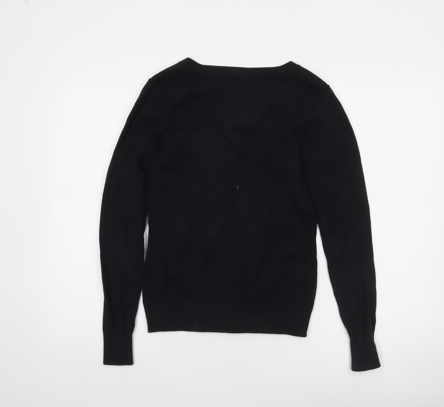 Tommy Hilfiger Women's Black V-Neck Cotton Knit Jumper Size S