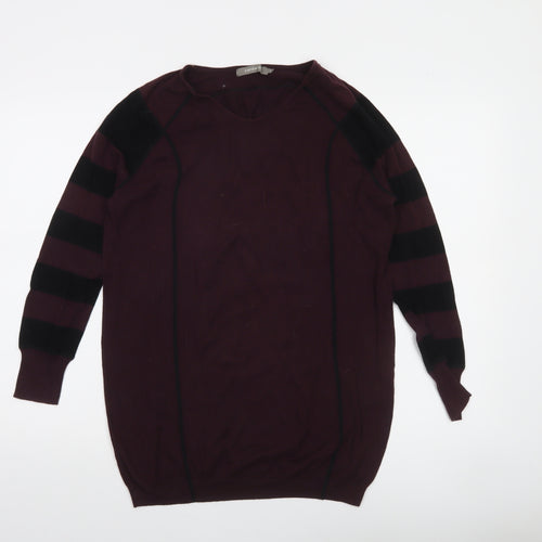 Sandwich Women's Burgundy & Black Striped Pullover Jumper Size S