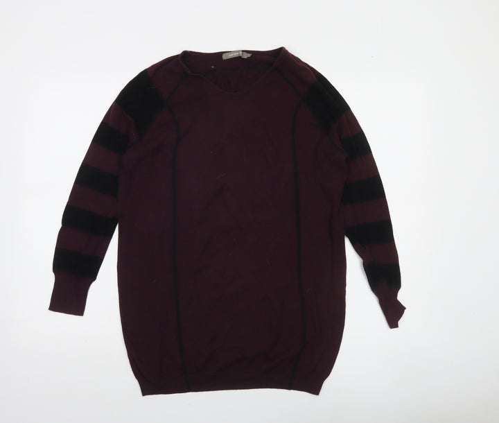 Sandwich Women's Burgundy & Black Striped Pullover Jumper Size S