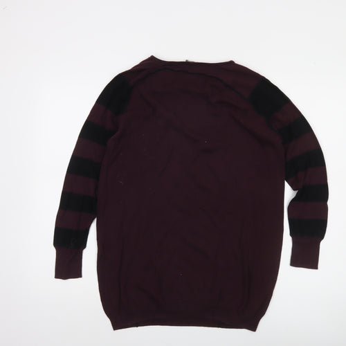 Sandwich Women's Burgundy & Black Striped Pullover Jumper Size S