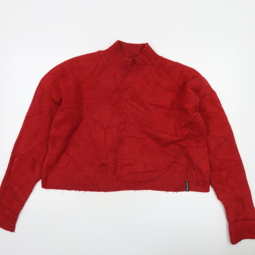 Superdry Women's Red Mock Neck Wool Blend Jumper Size 10