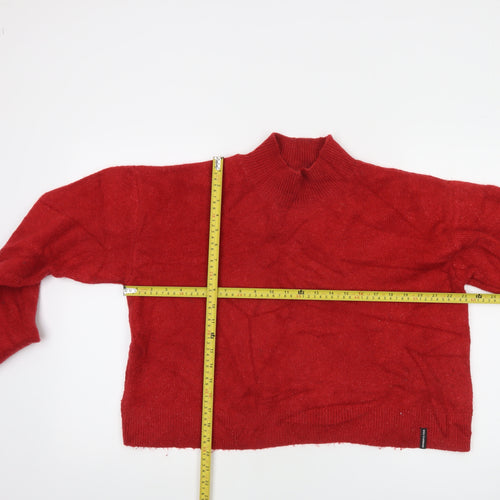 Superdry Women's Red Mock Neck Wool Blend Jumper Size 10