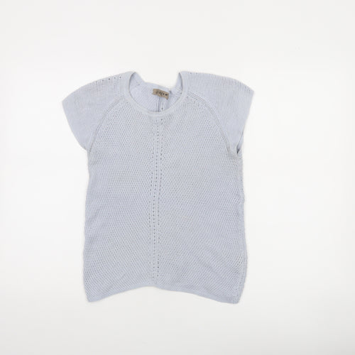 Jigsaw Women’s Grey 100% Cotton Short Sleeve Knit Jumper Size S