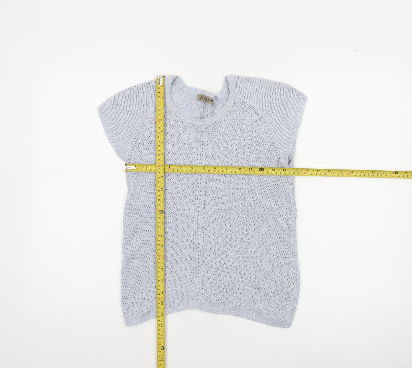 Jigsaw Women’s Grey 100% Cotton Short Sleeve Knit Jumper Size S