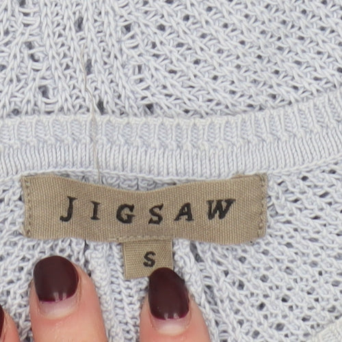 Jigsaw Women’s Grey 100% Cotton Short Sleeve Knit Jumper Size S