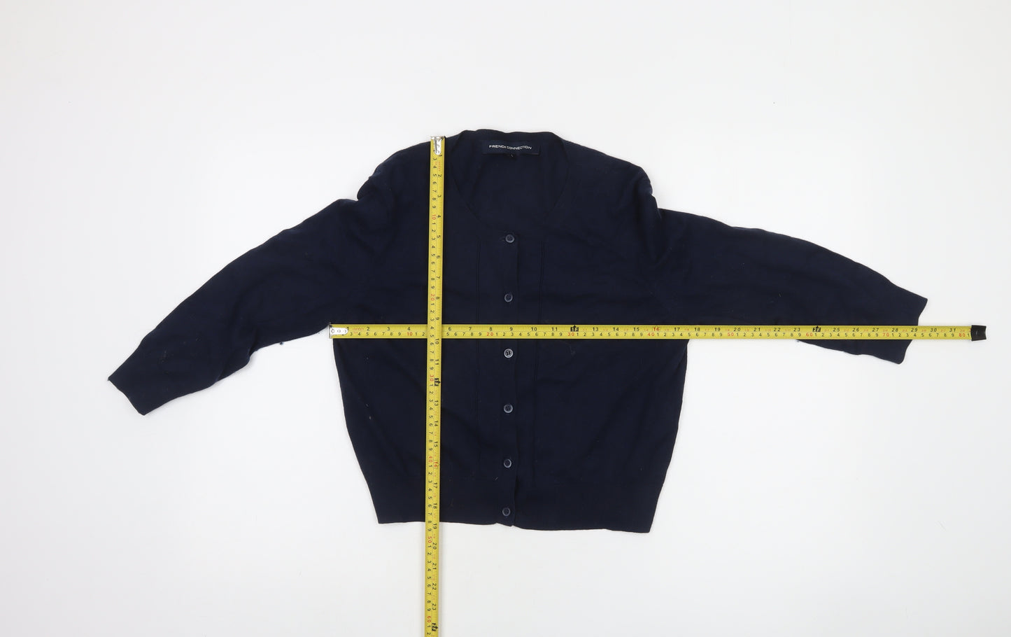 French Connection Women's Blue Cotton Blend Cardigan L