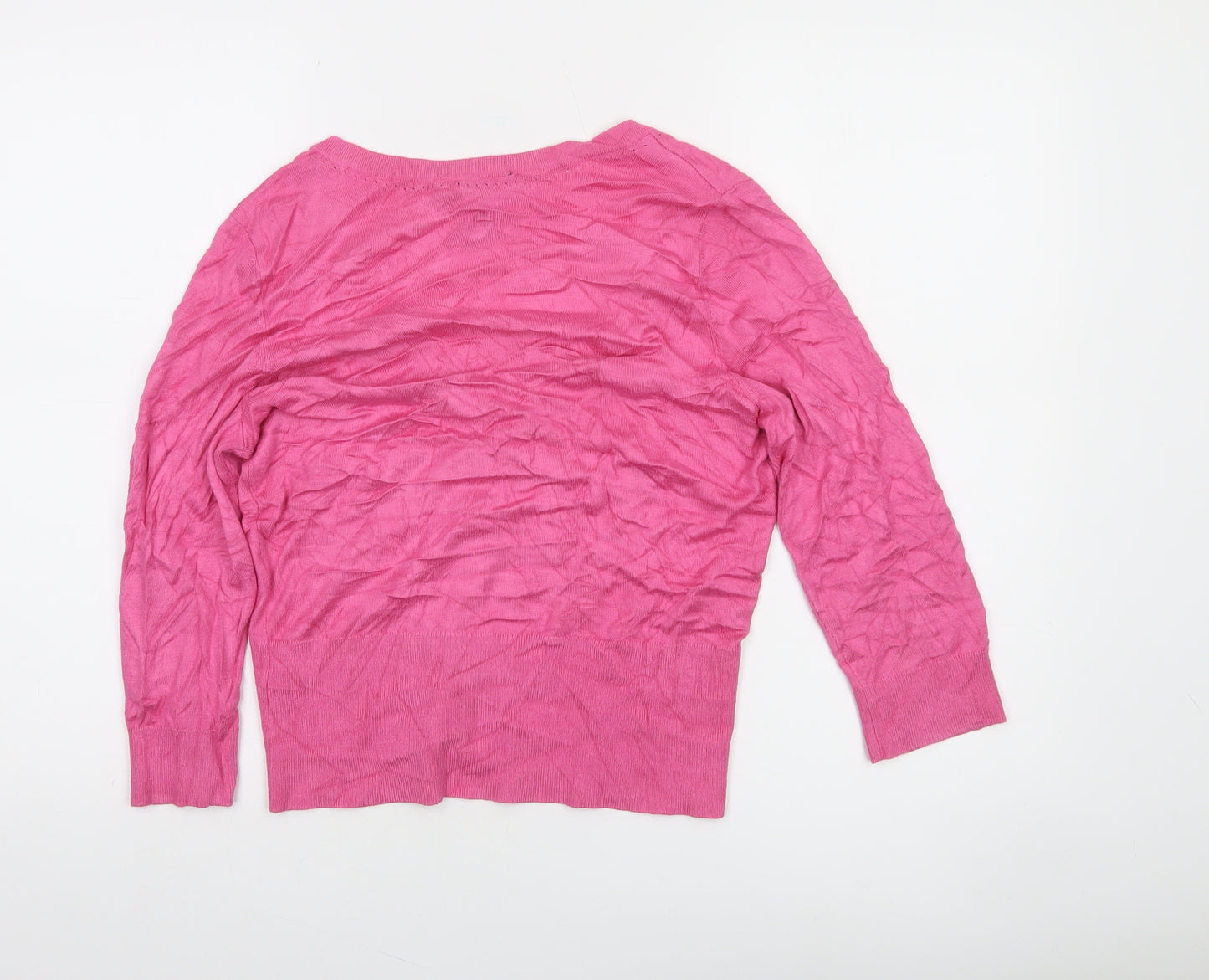White House Black Market Women Pink M V-Neck Button Cardigan