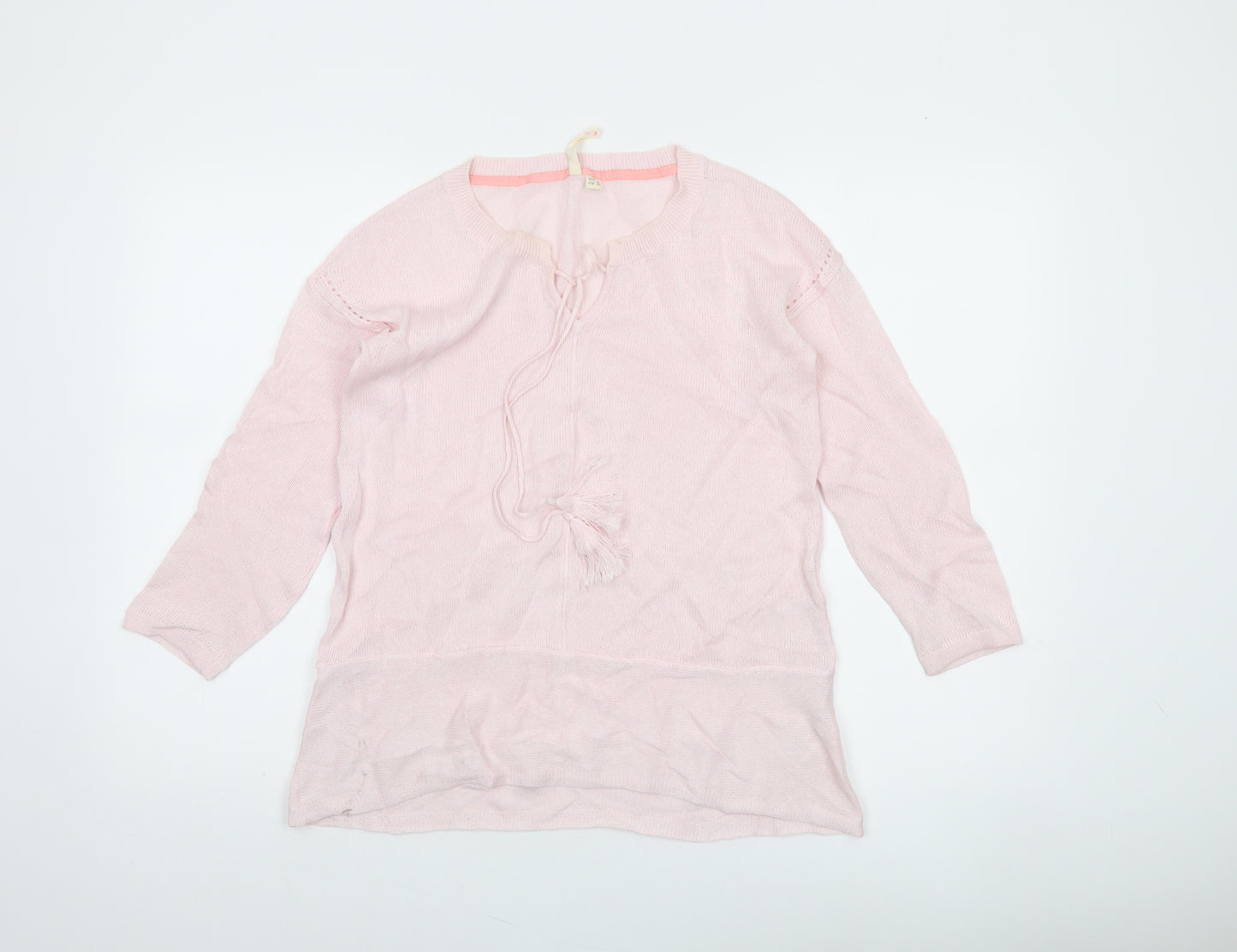 Mamas & Papas Women’s Pink Wool Blend 3/4 Sleeve Tunic Jumper Size 8