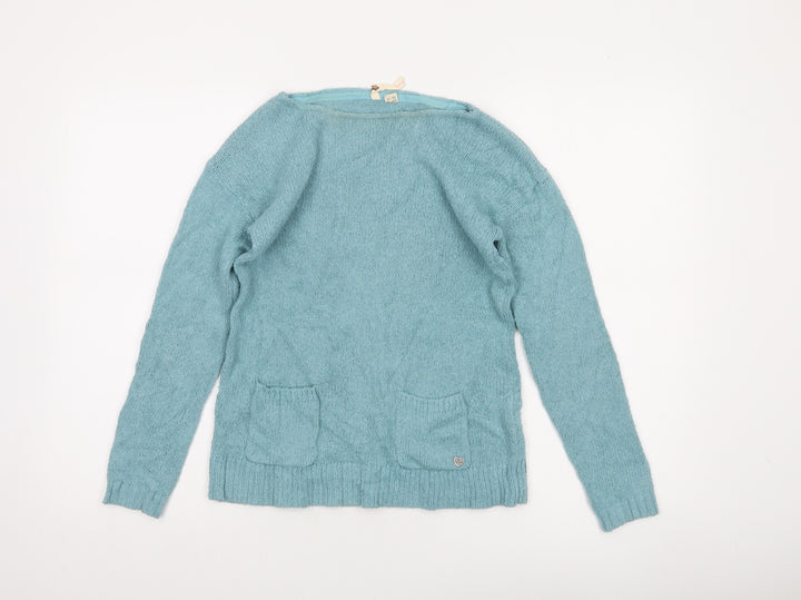 White Stuff Women's Blue Wool Knit Jumper UK 8 Boat Neck Long Sleeve