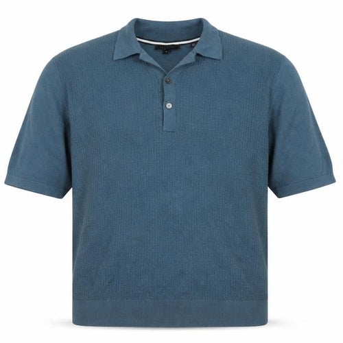 Ted Baker Men's Blue Cotton Blend Collared Henley Jumper XL