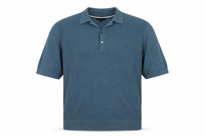 Ted Baker Men's Blue Cotton Blend Collared Henley Jumper XL