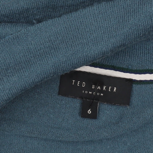 Ted Baker Men's Blue Cotton Blend Collared Henley Jumper XL