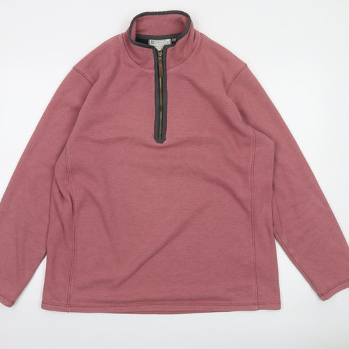 Mountain Warehouse Mens Pink L 1/4 Zip Fleece Sweatshirt