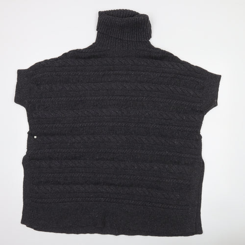 FatFace Women's Black Roll Neck Cable-Knit Short Sleeve Jumper S