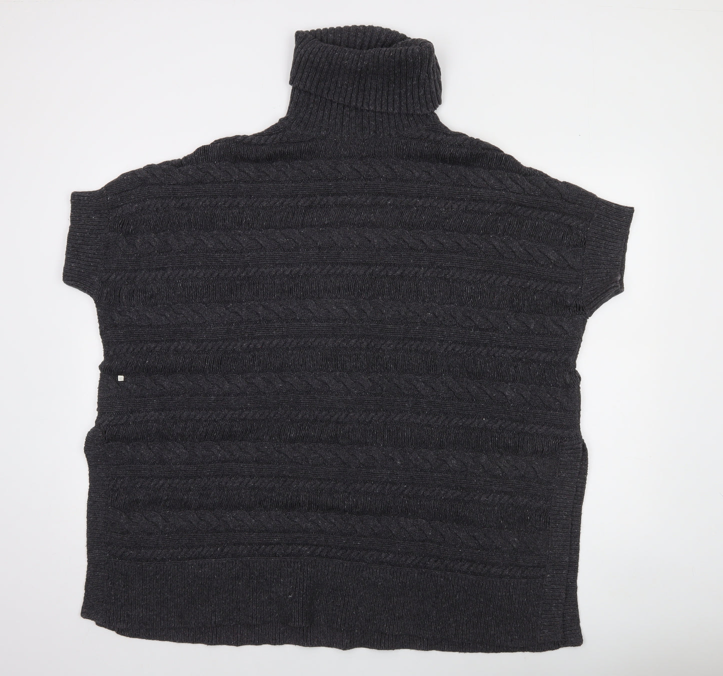 FatFace Women's Black Roll Neck Cable-Knit Short Sleeve Jumper S