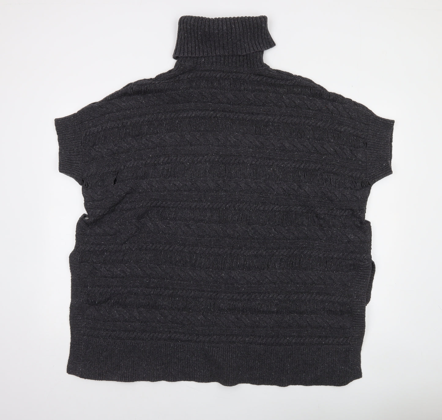 FatFace Women's Black Roll Neck Cable-Knit Short Sleeve Jumper S
