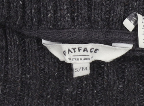 FatFace Women's Black Roll Neck Cable-Knit Short Sleeve Jumper S