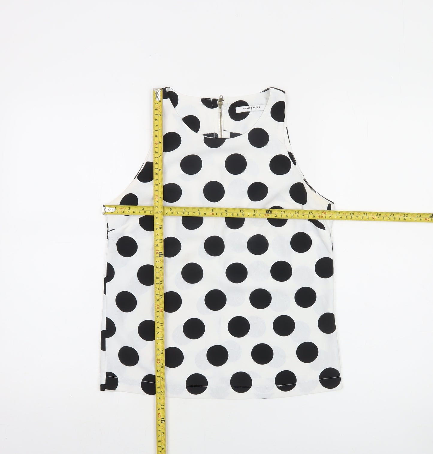 Glamorous Women's White Polka Dot Sleeveless Tank Top XS