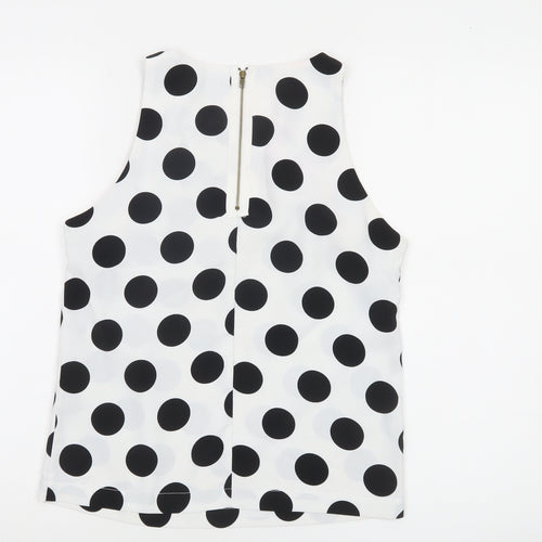Glamorous Women's White Polka Dot Sleeveless Tank Top XS