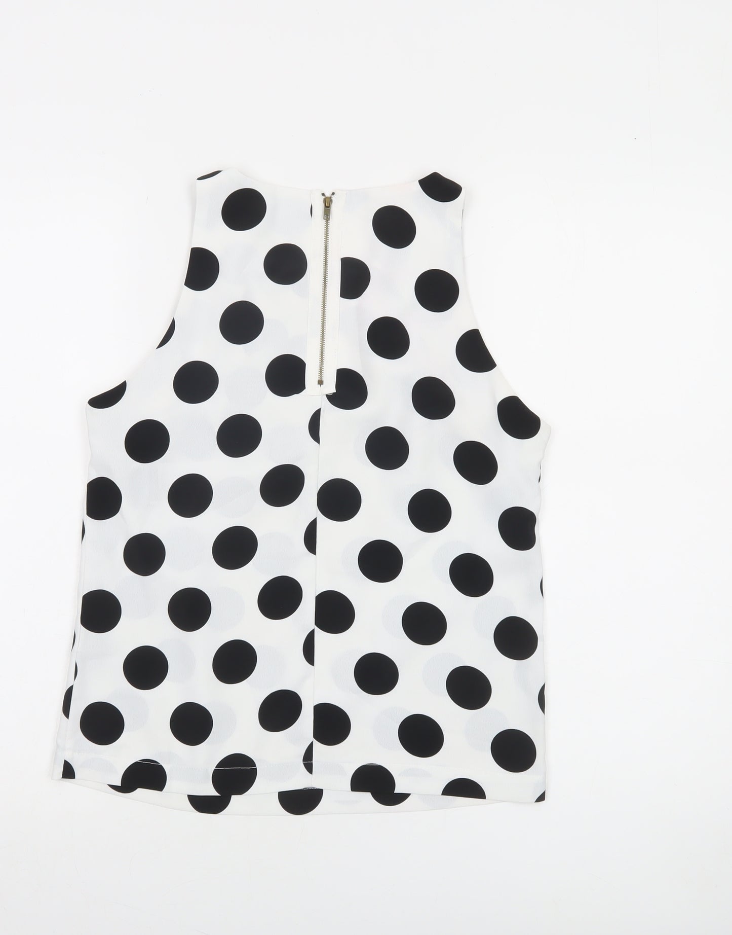 Glamorous Women's White Polka Dot Sleeveless Tank Top XS