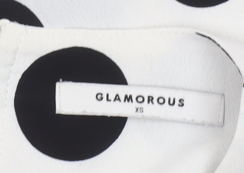 Glamorous Women's White Polka Dot Sleeveless Tank Top XS