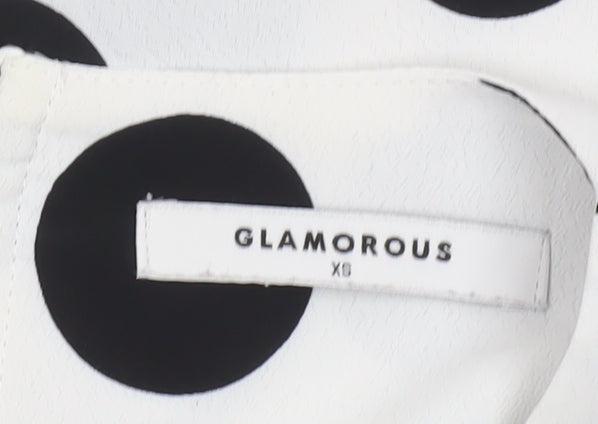 Glamorous Women's White Polka Dot Sleeveless Tank Top XS