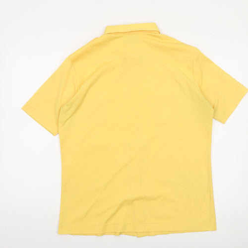C&A Men's Yellow Classic Short Sleeve Button-Up Shirt 44in Polyester