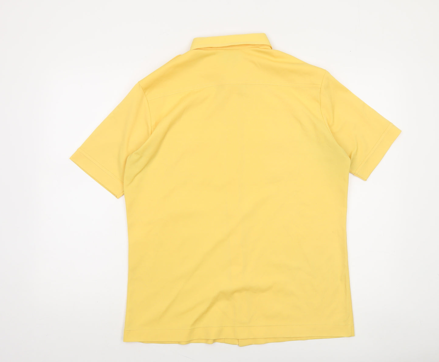 C&A Men's Yellow Classic Short Sleeve Button-Up Shirt 44in Polyester