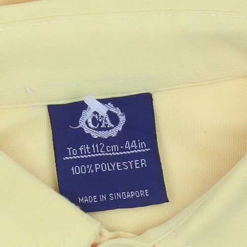C&A Men's Yellow Classic Short Sleeve Button-Up Shirt 44in Polyester