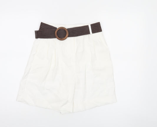 Zara Women’s Ivory Paperbag Belted High Waist Shorts XS