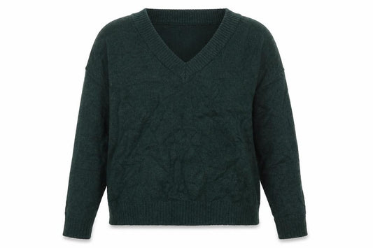 Front view of VILA Women Green V-Neck Long Sleeve jumper, size S